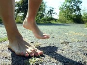 Preview 4 of Dirty bare feet in nature, POV (pov foot worship, dirty feet, foot teasing, long toes, foot goddess)