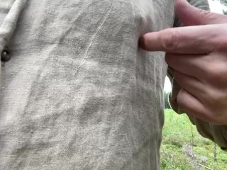 Nipplegasm in a forest