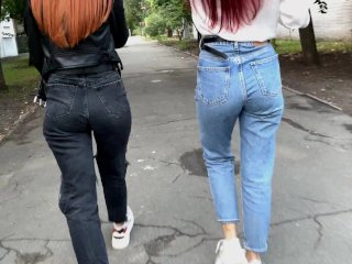 public, jeans ass, pov facesitting, foot domination