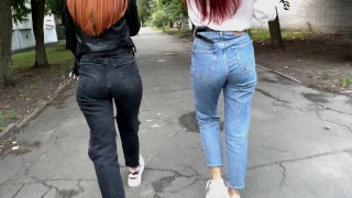 POV en plein air Femdom sur un inconnu au hasard (vous) et jeans Fetish
