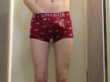 College Twink Desperately Pissing Red Hollister Underwear