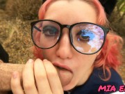 Preview 4 of Cute  with glasses diligently gives blowjob and facial
