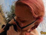 Preview 6 of pink haired cute schoolgirl with glasses loves cock cum and sex on motorcycle
