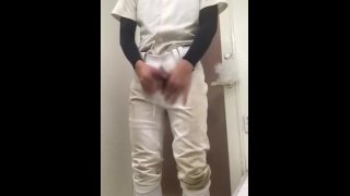Masturbating while wearing a dirty baseball uniform