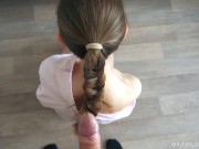 Preview 1 of A submissive girl gets a load of sperm on a thick braid. - Nice Foxy