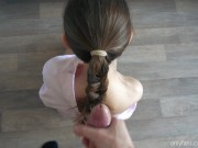 Preview 4 of A submissive girl gets a load of sperm on a thick braid. - Nice Foxy