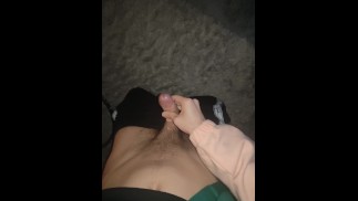 College twink boy is playing with his cock and cums home alone 