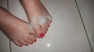 Soapy and sexy feet in the shower... 