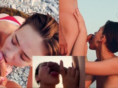Cute teen make Blowjob and Cum on Face