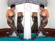 Preview 6 of Black body stockings. Two teen girls posing in black mesh body lingerie Sexy lingerie. FULL 1