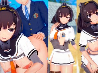 [无尽游戏 Koikatsu ！ ] 与 KanColle 发生性关系 大山雀 Akizuki 。 3DCG 色情动漫视频。