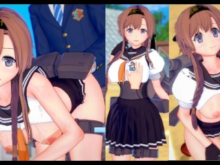 [无尽游戏 Koikatsu ！ ] 与 KanColle 发生性关系 大山雀 Teruzuki。 3DCG 色情动漫视频。