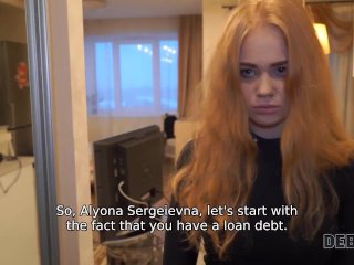 DEBT4k. Girl has no money to pay a debt and the collector fucks her
