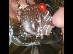 prepping cupcake for wife to enjoy .