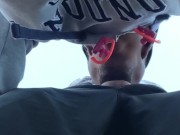 Preview 4 of Black Hunk Gives Public Blowjob & Swallows