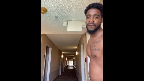 NakedTy in the hotel hallway!!!! BBC masturbation Cumshot