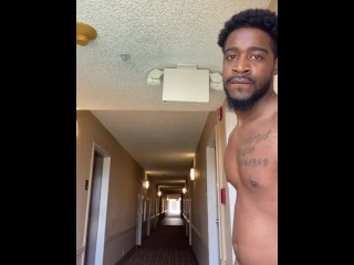 NakedTy in the Hotel Hallway!!!! BBC Masturbation Cumshot