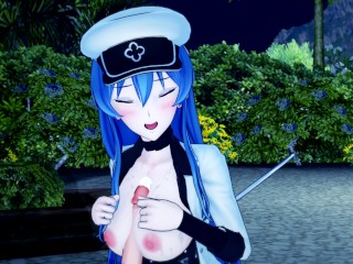 Esdeath BLOWJOB and TITJOB Akama Ga (3d Hentai)