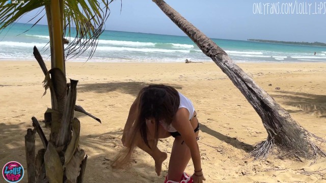 tropical hot public masturbation. solo female