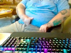White Man in Collared Shirt 🏌️‍♂️ Takes Out Dick to Cum & Makes A Mess on Brand New Khaki Pants ⛳