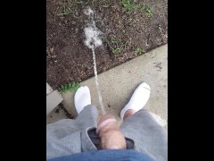 Fast Pissing outside in between thunderstorms