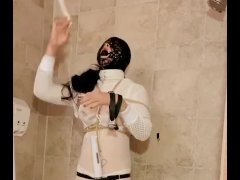 Cross-dressing In hotel and self bondage 