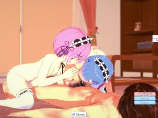 3D/Anime/Hentai. Re:ZERO Starting Life in Another_World: Rem & Ram fuckedin threesome!!!