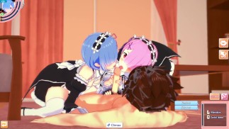 3D/Аниме/Хентай. Re:ZERO Начало жизни в другом мире: Рем и Рам трахнулись втроем!!