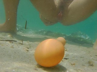 beach voyeur, exhibitionist, vaginal push, small tits