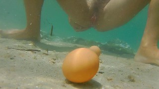 Two Eggs Amazing trip to sea floor # Aventure exhibitionniste publique #Vaginal exercices