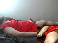 Stroking my cock hard in my nice red dress Kinky Submissive Fuckery in the best possible way oh yeah
