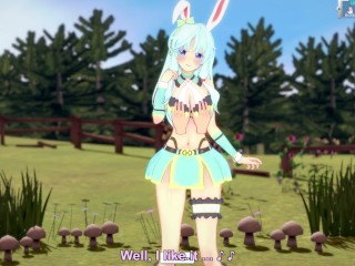 3D/Anime/Hentai: Cute Bunny Girl having Fun outside in the Grass