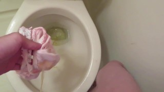 Peeing to pink panties!