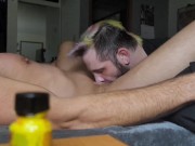 Preview 4 of Muscular Personal Trainer Gets Sloppy Blowjob - JohnnyTrigger