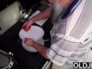 Preview 1 of Big natural tits asian gets fucked in her pussy and mouth by grandpa