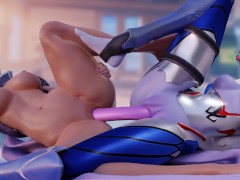 Sombra and Widowmaker (Tricolore Skin) Play With a Double-Sided Dildo Animation