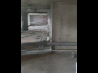 Crazy risky squirt in the utility room while the locksmiths are working behind the door