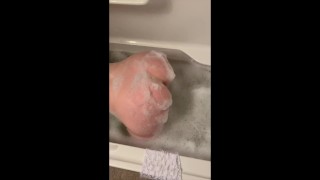 After I Walk In On Her In The Bath Step Sister Lets Me Jerk Off On Her Bouncing Ass