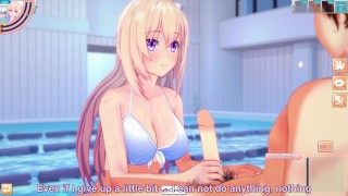 3D/Anime/Hentai: La chica más caliente y popular de la escuela es follada junto a la piscina en su bikini !!!