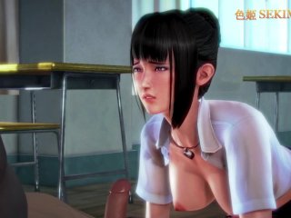 female orgasm, honey select, asian, fmm, double penetration