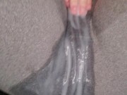 Preview 5 of Vibrator orgasm in leggings after HUGE creampie