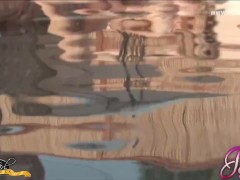 Jesse Strokers Her Massive Tranny Cock by the Pool