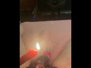 Preview 1 of Candle melting on my hot cock Must See