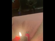 Preview 2 of Candle melting on my hot cock Must See