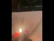 Preview 3 of Candle melting on my hot cock Must See