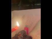 Preview 5 of Candle melting on my hot cock Must See