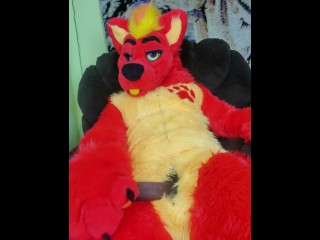 Frotando Una Enorme Polla De 9 Pulgadas Con Mi Fursuit Firestorm