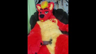 Wearing My Firestorm Fursuit I Rubbed A Huge 9-Inch Cock