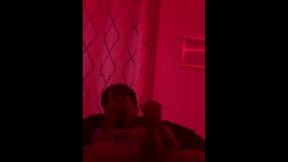 Black teen moans and jerks bbc till he busts a fat load