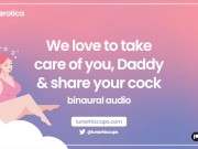 Preview 1 of ASMR | We love to take care of you, Daddy, and share your cock [Audio Roleplay] [Threesome]